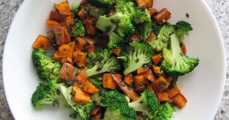 Sweet Potatoes and Broccoli with Garlic Sage Butter