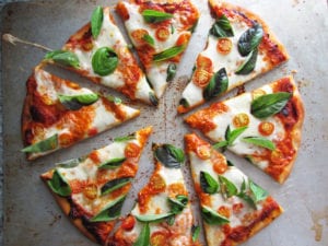Tomato Pesto Pizza sliced