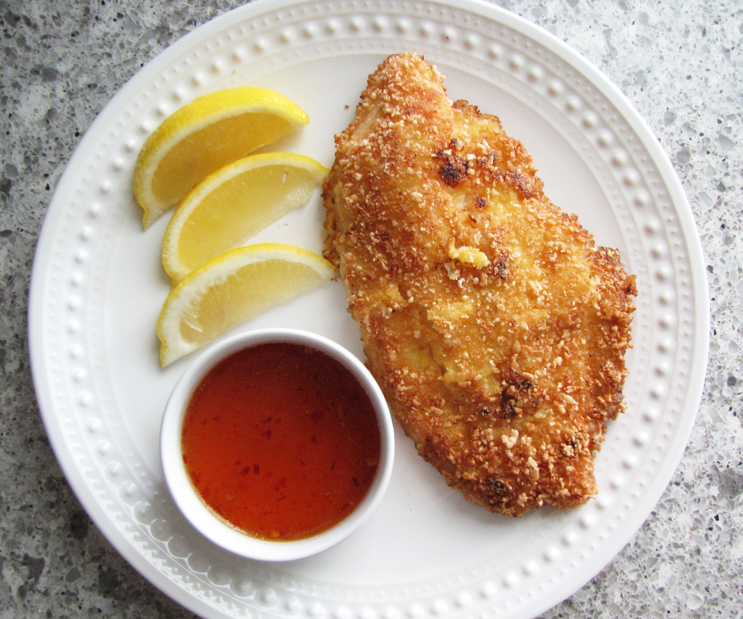 Miso Fried Catfish with Honey Lemon Chili Sauce