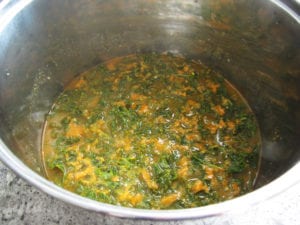 Broth with simmered kale