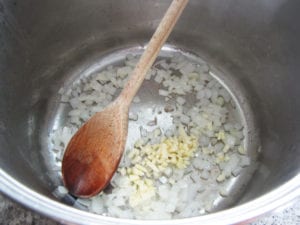 Sauteing onions and garlic
