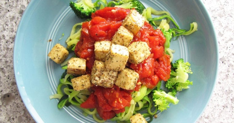 Italian Tofu and Chunky Tomato Sauce on Zoodles