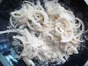 Onions coated in flour