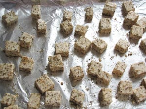 Seasoned tofu ready to bake