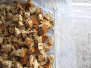 Cubes of day old bread