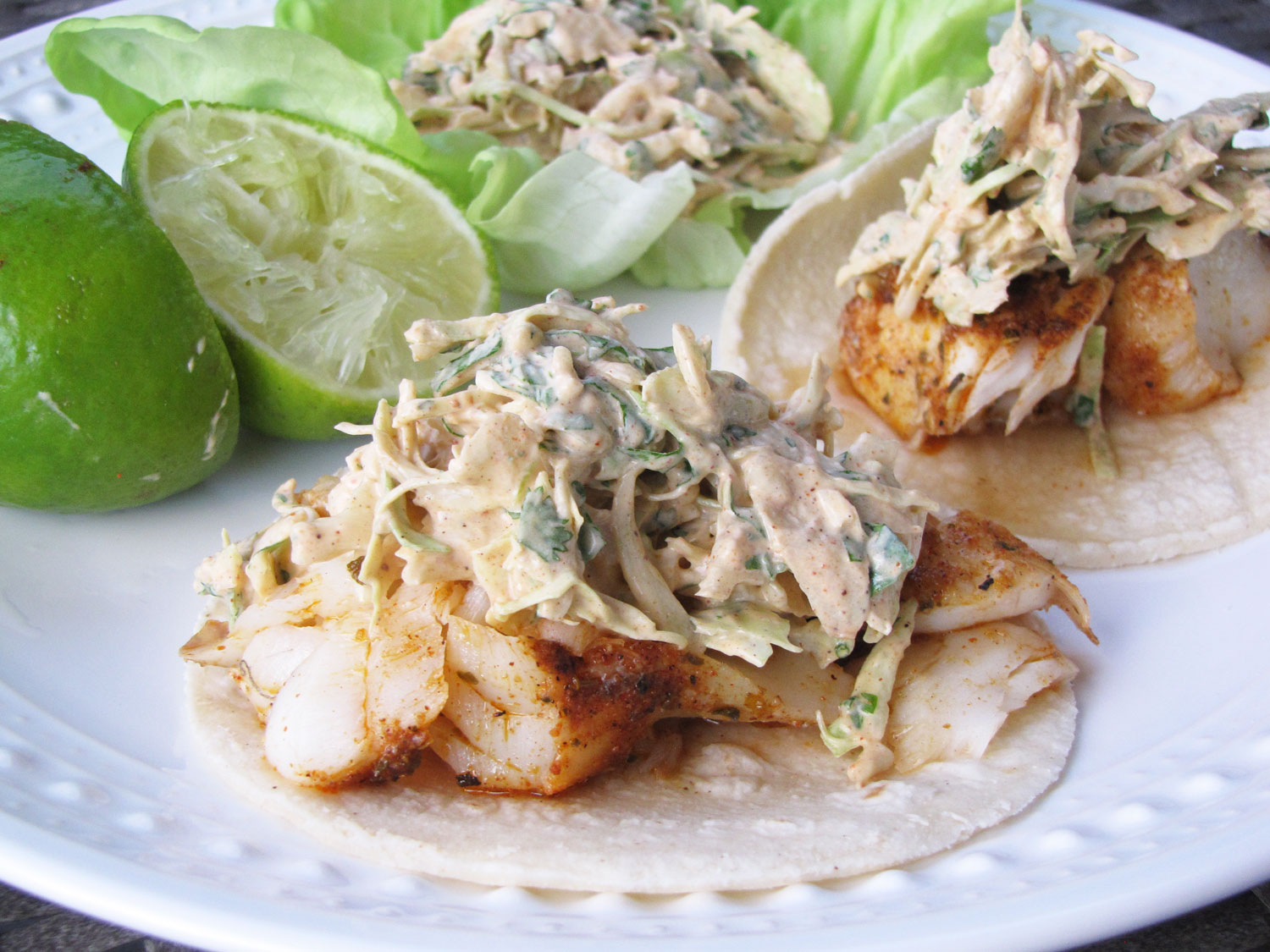 Fish Tacos with Spicy Tangy Slaw
