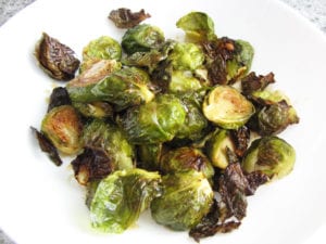 Maple White Balsamic Roasted Brussels Sprouts side view