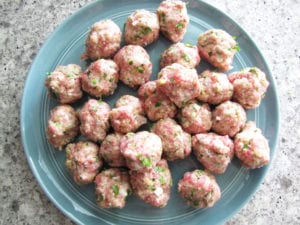 Meatballs ready to simmer in the soup