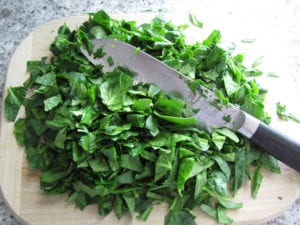 Finely chopped spinach and parsley