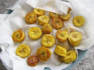 Fried Plantains Draining