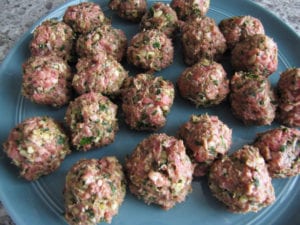 Raw lamb meatballs