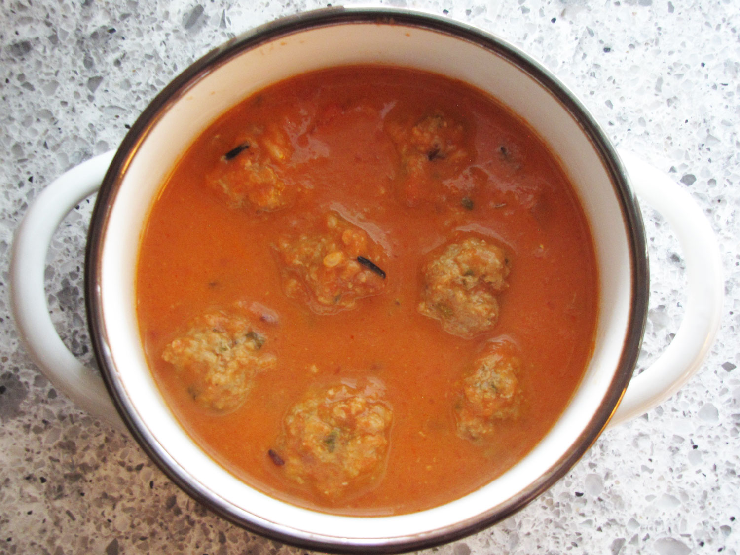 Tomato Wild Rice Soup with Turkey Meatballs