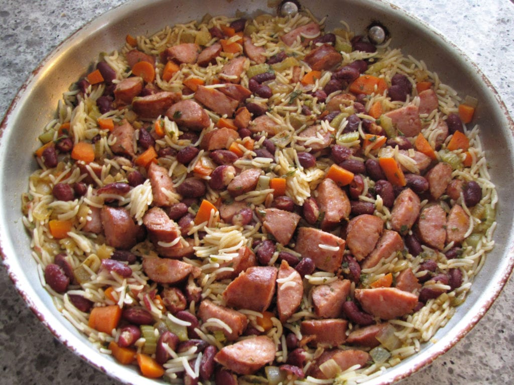 Weeknight Skillet Red Beans and Rice in the skillet