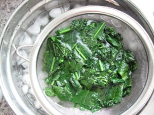 Blanched Kale Chilling in an Ice Bath