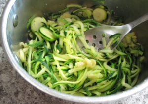 Cooked Zoodles Tossed in Butter, Salt and Pepper