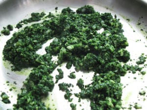 Kale Mixture Added to Skillet and Moisture Cooked off