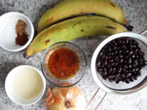 Sweet and Spicy Beans and Plantains ingredients