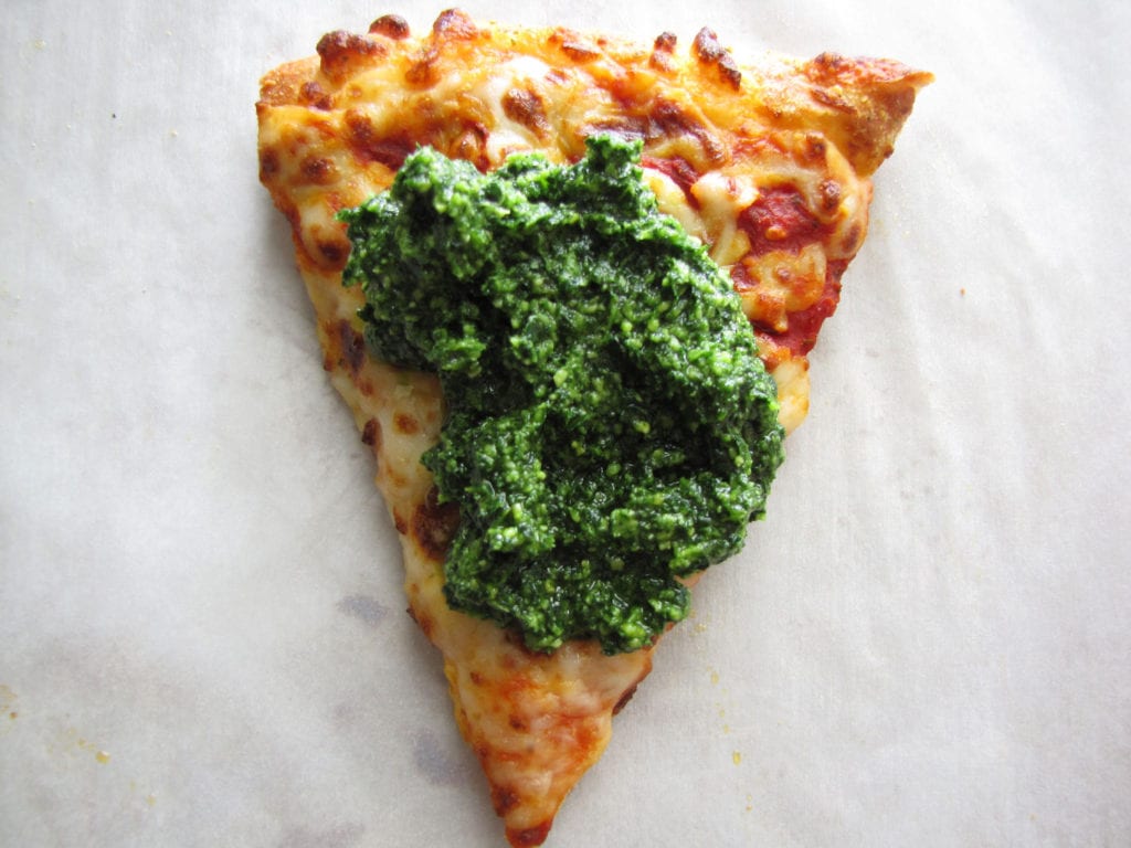 Kale Pesto on Leftover Pizza
