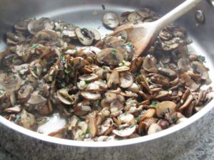 Mushrooms added back to the skillet