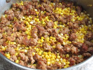 Pork and Corn Seasoned and pan deglazed with white balsamic and lime