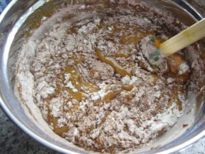 Add flour and cocoa powder
