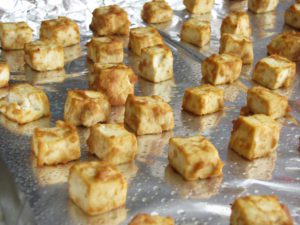 Roasted tofu cubes