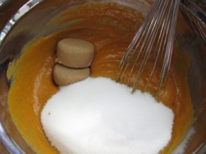 Whisk in granulated and brown sugars