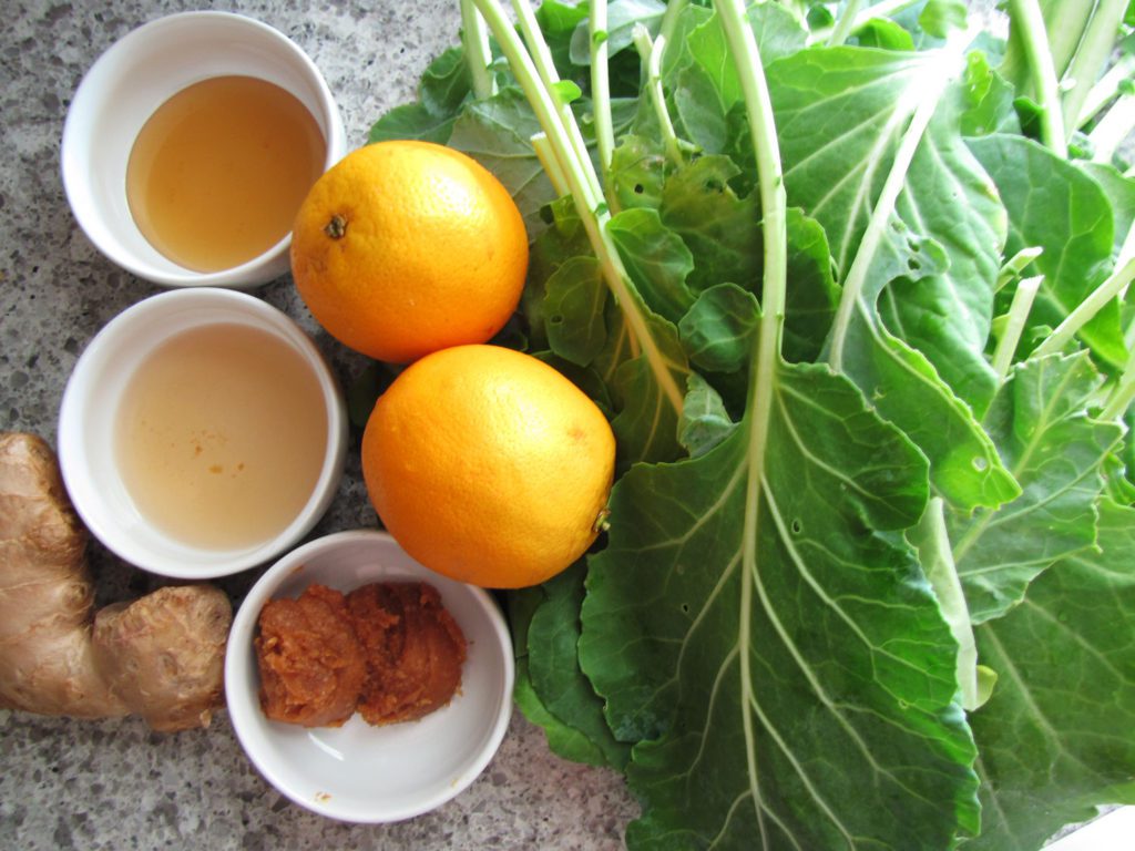 Orange Miso Braised Collard Greens Ingredients
