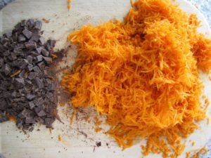 finely grated carrot and chopped dark chocolate