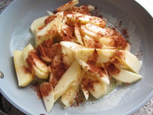 Apples and Cinnamon ready to cook in butter