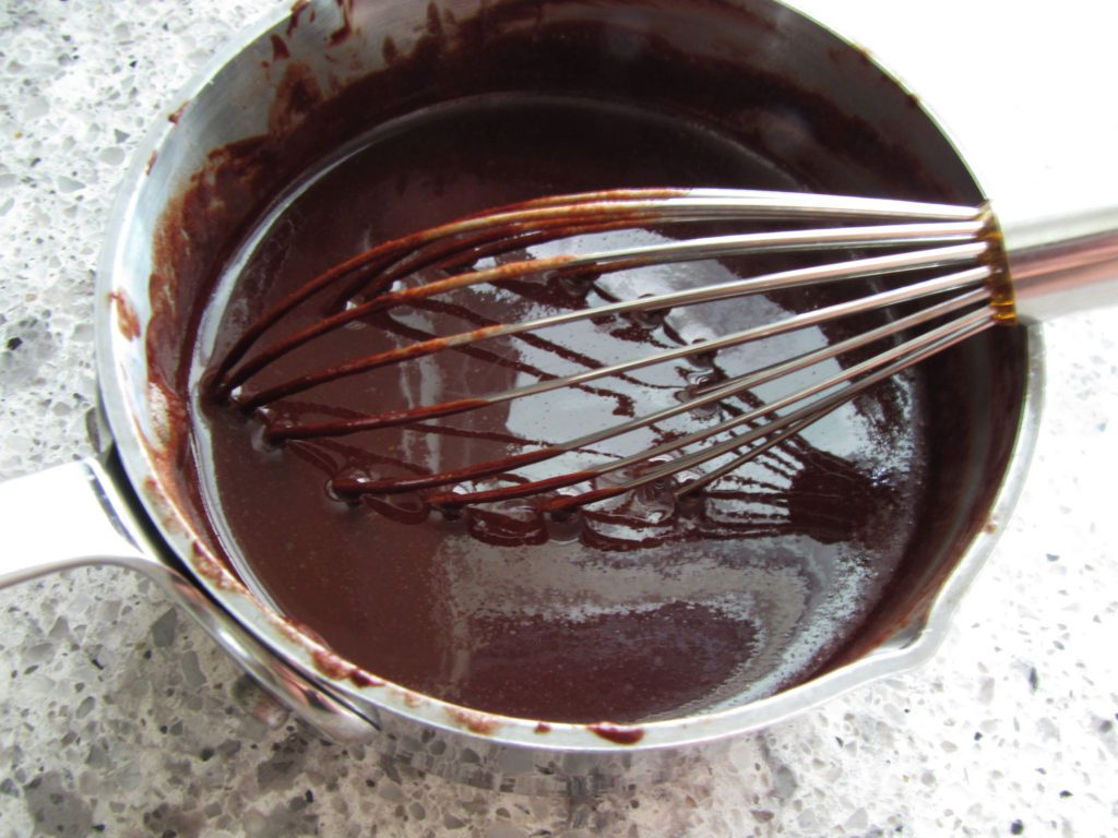 melted butter with unsweetened chocolate