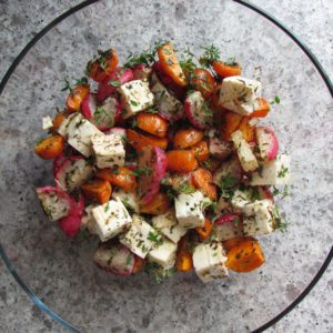 Roasted Carrots and Radishes with Feta