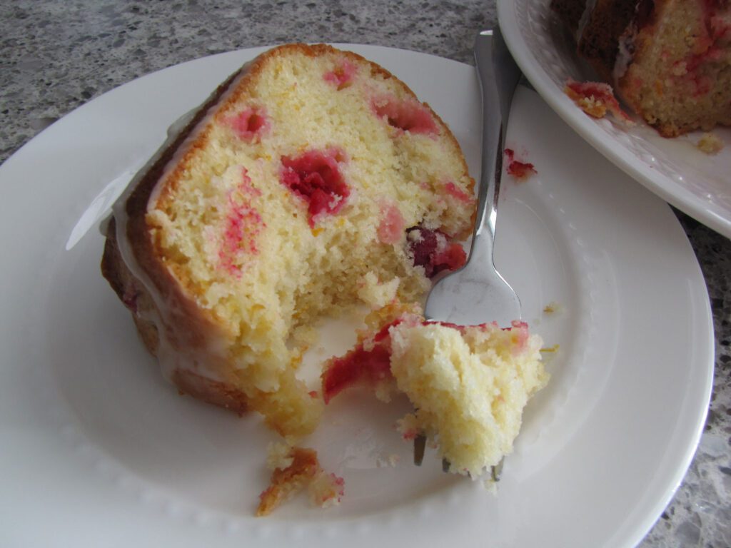 Slice of Cranberry Orange Bundt Cake